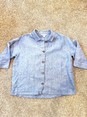 Coldwater Creek 100% Linen Boxy Chore Jacket. Never worn. Patch pockets. LP